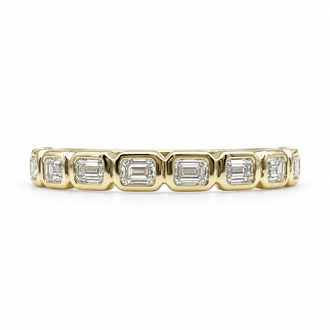 14k Yellow Gold Bezel Set 0.50ctw Emerald Diamond Wedding Band