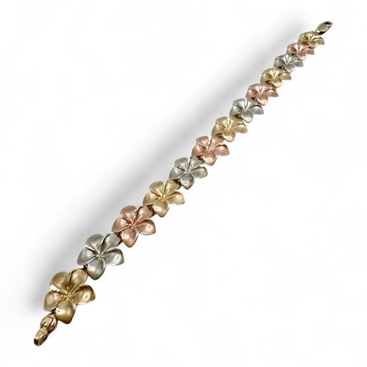 14k Tri-Color Plumeria Estate Bracelet