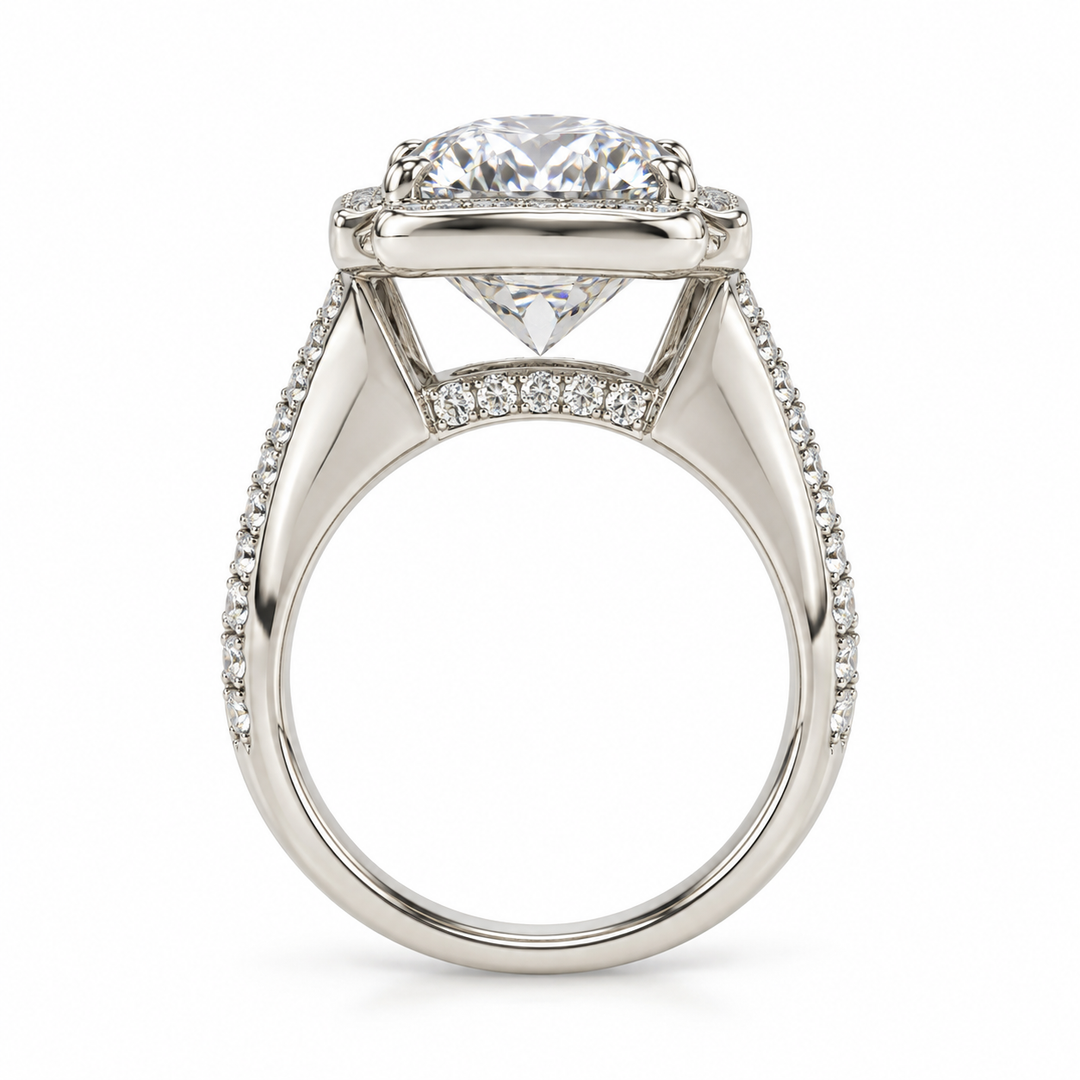 Estate 14k 3.27ct Diamond Halo Engagement Ring