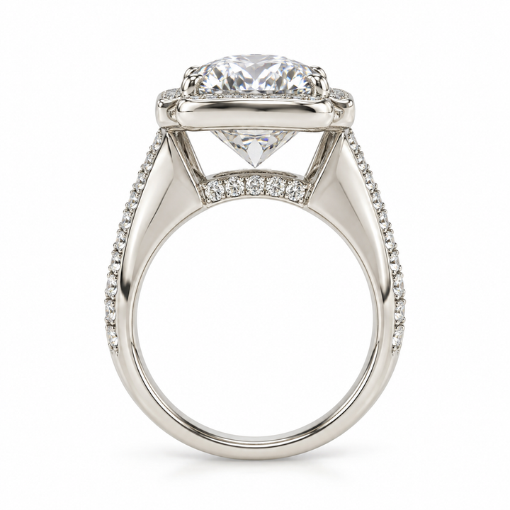 Estate 14k 3.27ct Diamond Halo Engagement Ring
