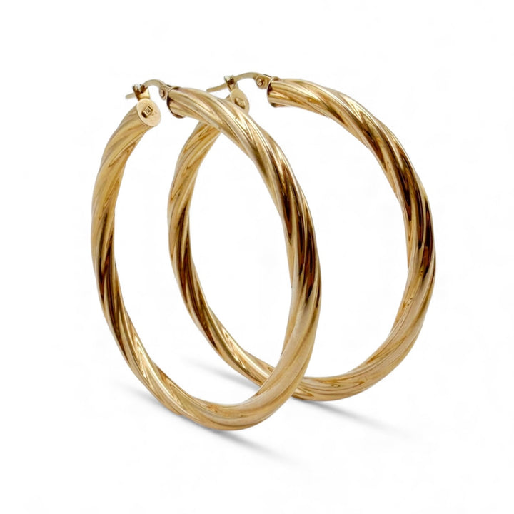 14k Yellow Gold Large Hoop Estate Earrings