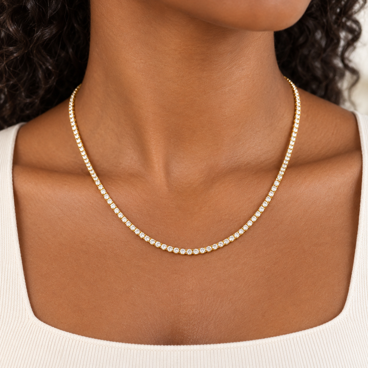 14k Yellow 6.88cttw Lab Tennis Necklace