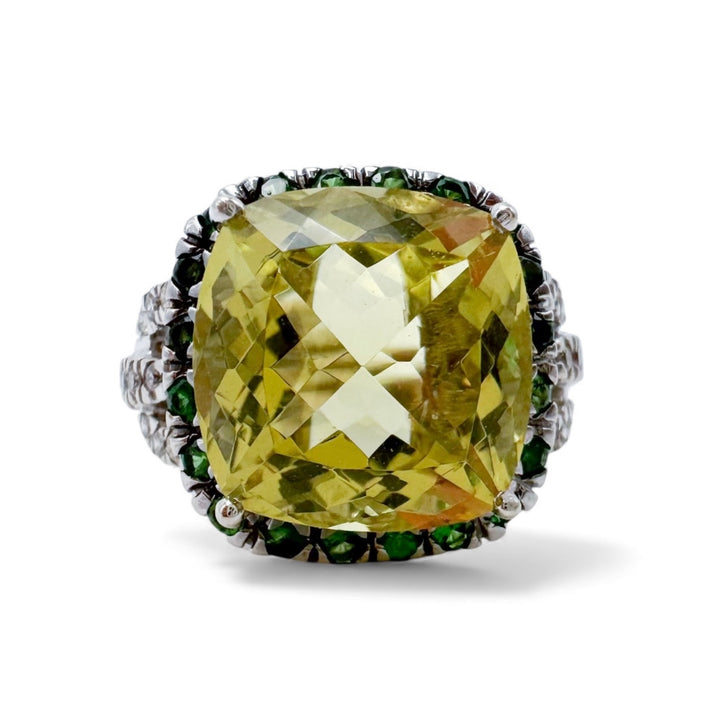 14k White Gold Gemstone Lemon Quartz Estate Ring