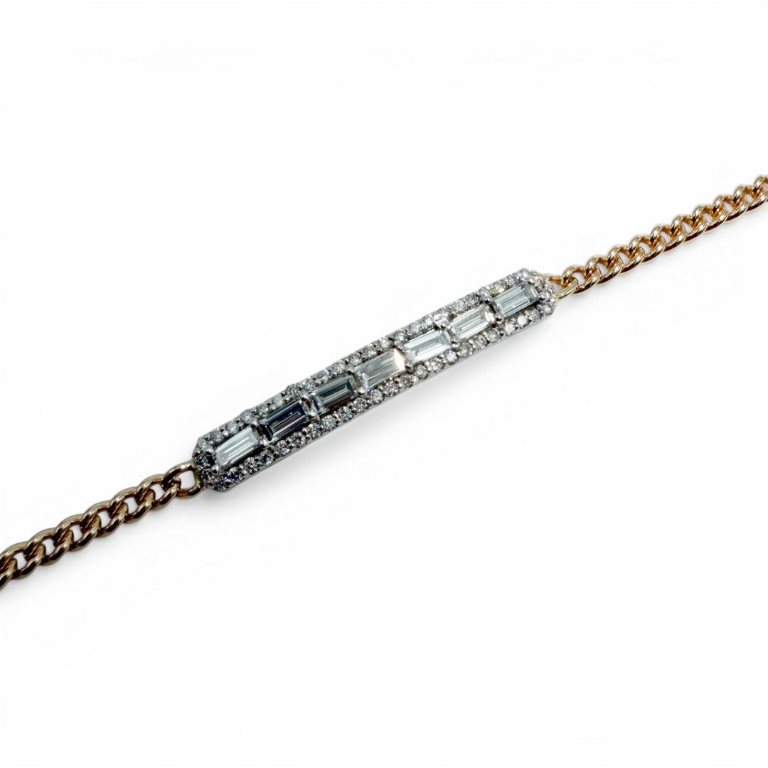 14k Two Tone Cuban Diamond Bracelet