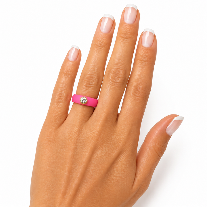 14k Yellow Round Lab Diamond Silicone Ring