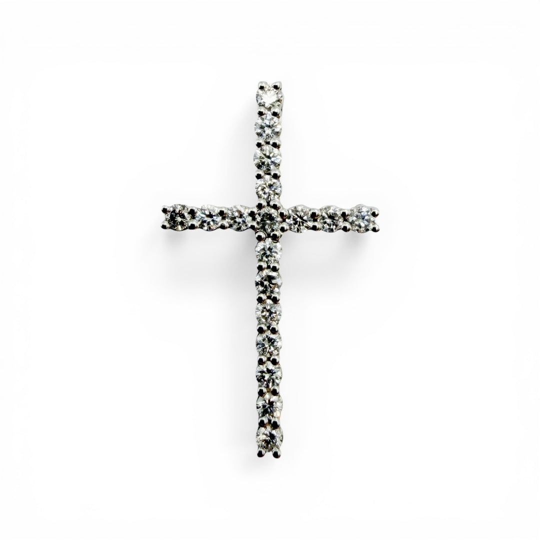 14k White Gold Cross Diamond Pendant