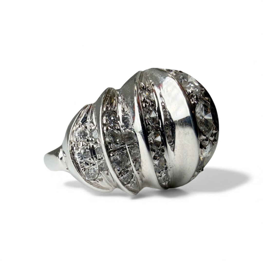 14k White Gold Vintage Diamond Estate Ring