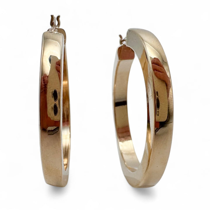 14k Yellow Gold Medium Hoop Estate Earrings