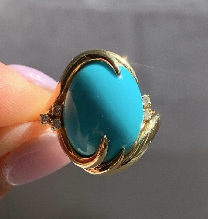 14k White Gold Gemstone Ring Estate Ring