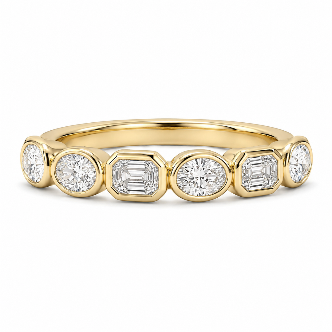 14k Yellow Bezel Set 0.60ctw Diamond Wedding Band