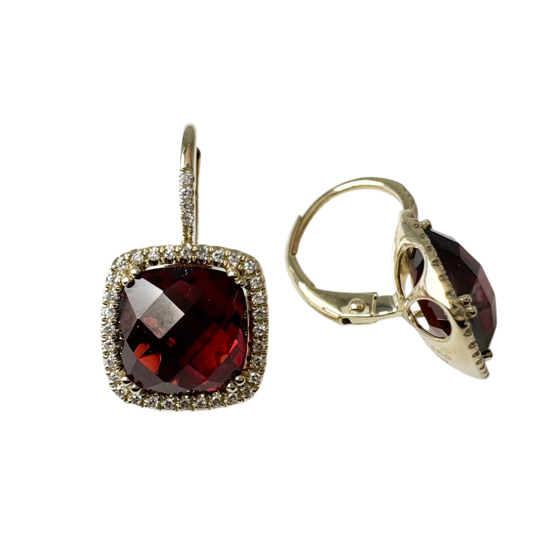 14k Lever Back Garnets Earrings