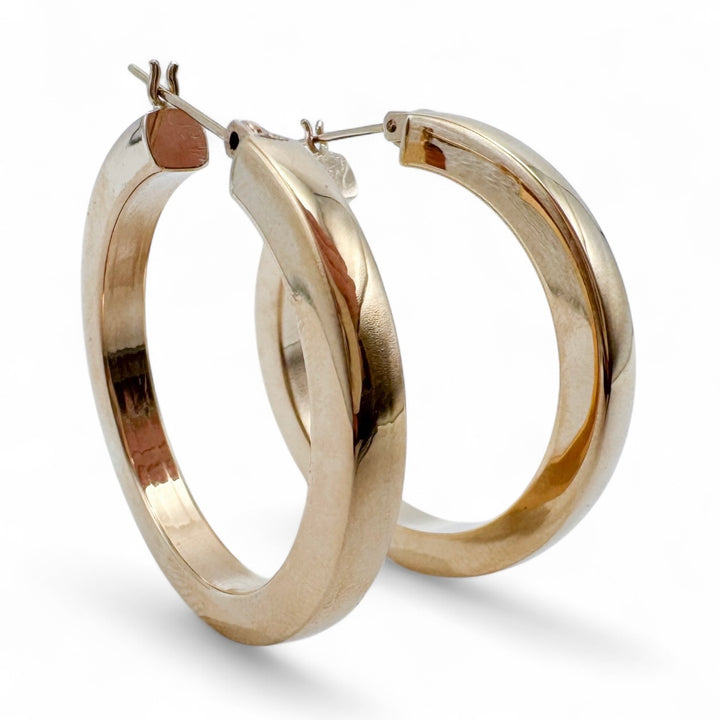 14k Yellow Gold Medium Hoop Estate Earrings