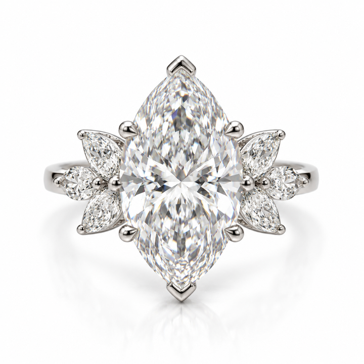 14k White Gold Marquise Lab Diamond Ring