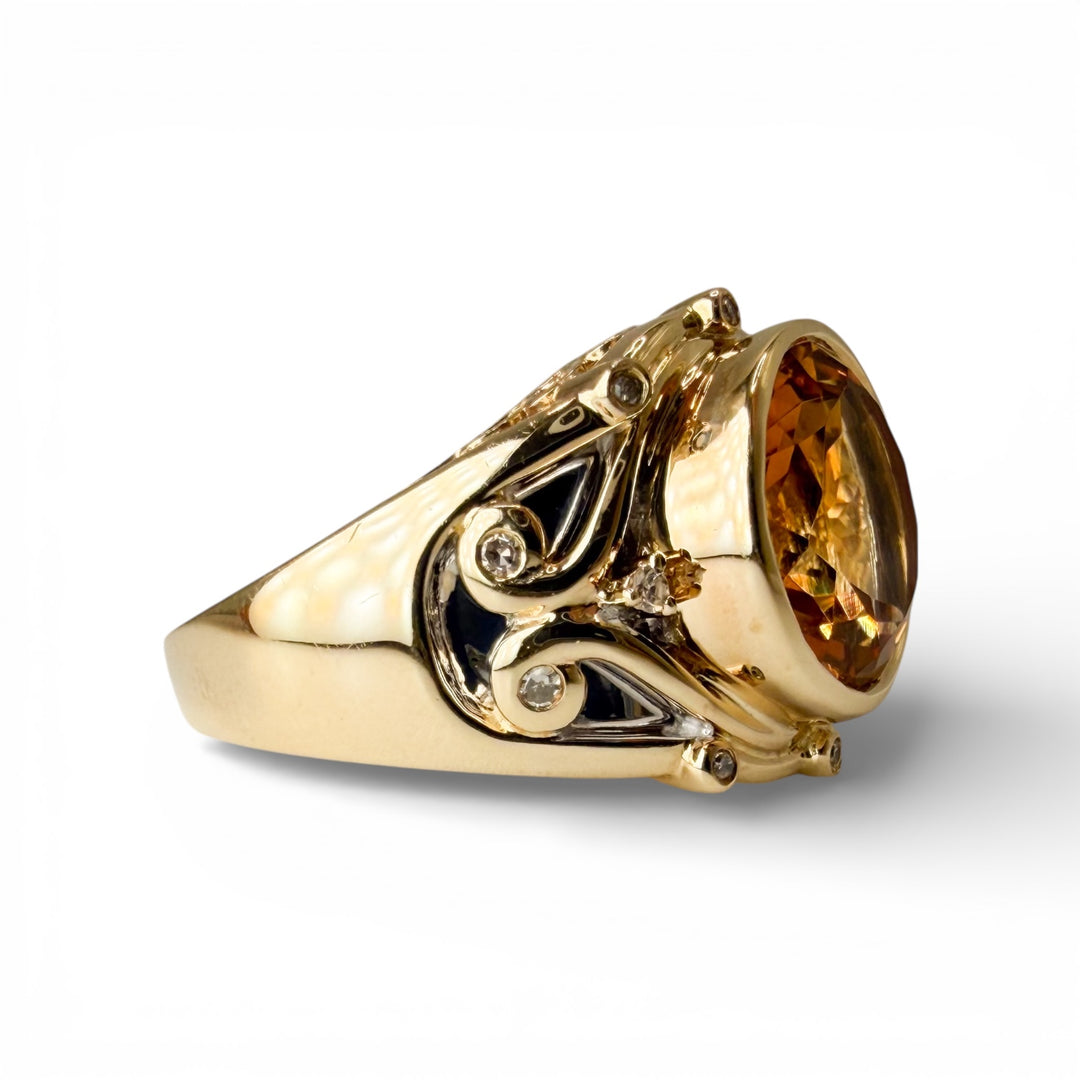 14k Yellow Gold Bezel Citrine Estate Ring