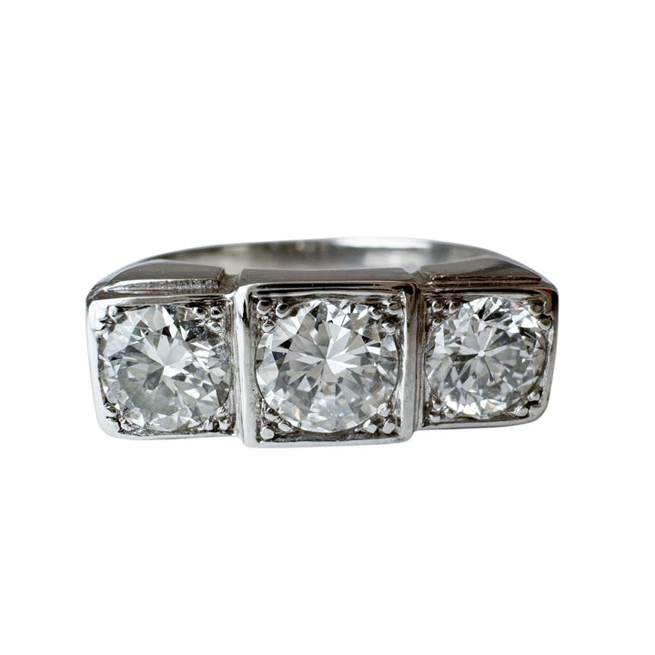 Platinum White Gold 3 Stone Diamond Estate Ring