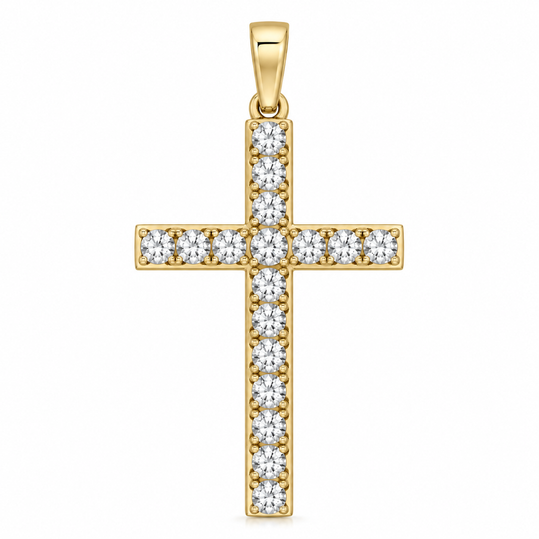14k Yellow Cross Diamond Pendants