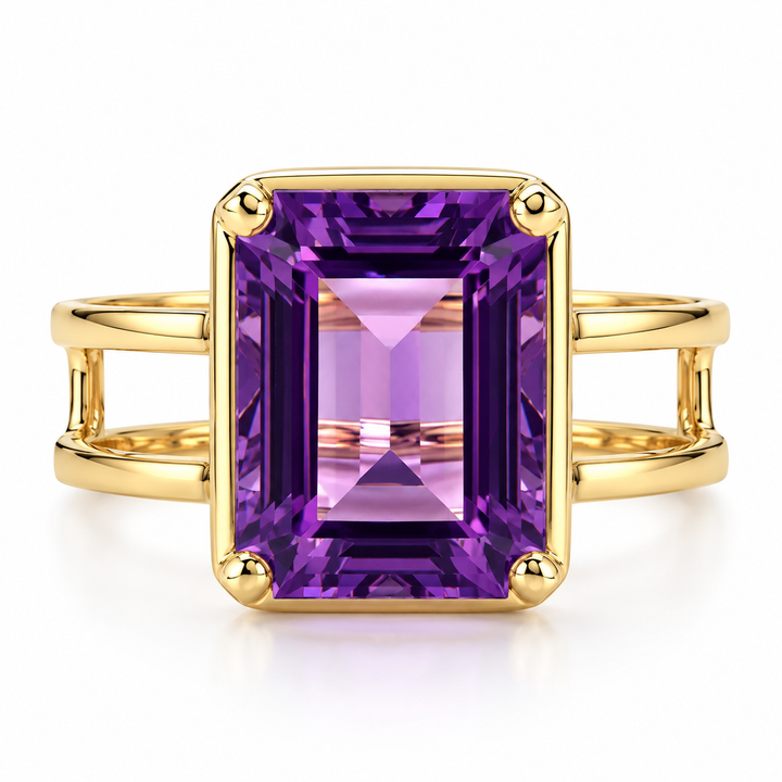 14k Yellow Amethyst Gemstone Ring