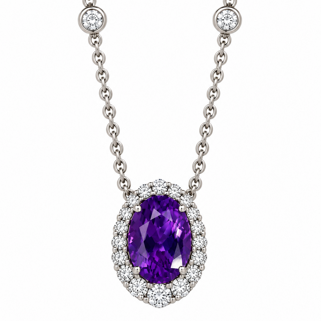14k White Purple Sapphire Estate Pendant