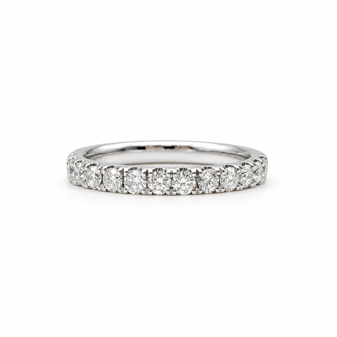 14k White Gold Prong Set 0.75ctw Round Diamond Wedding Band
