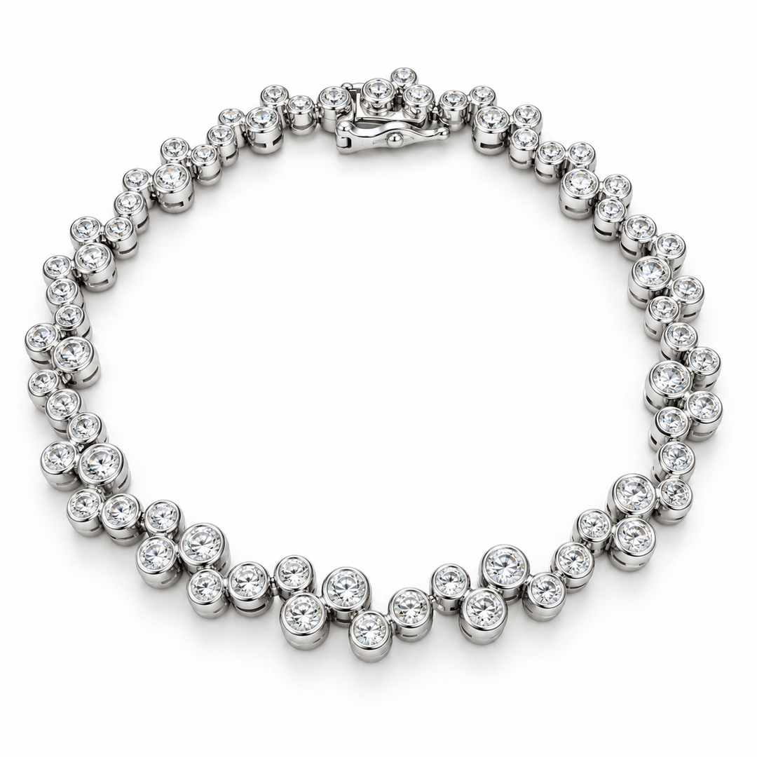 14k White Bezel Set Diamond Estate Bracelet