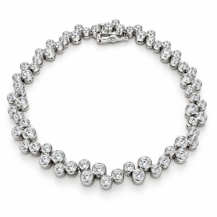 14k White Bezel Set Diamond Estate Bracelet