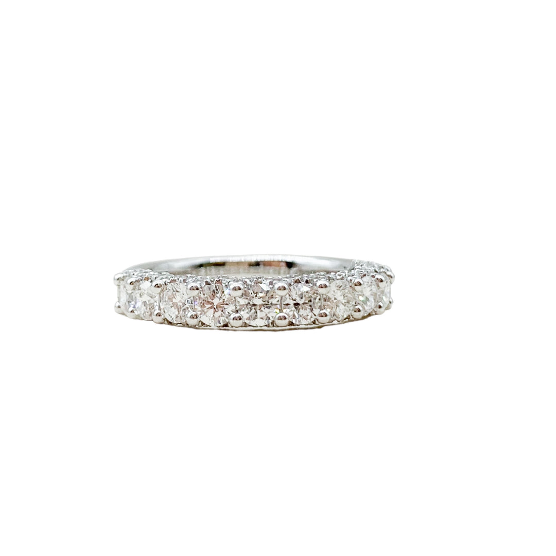 14k White Gold Prong Set 1.50ctw Round Diamond Wedding Band