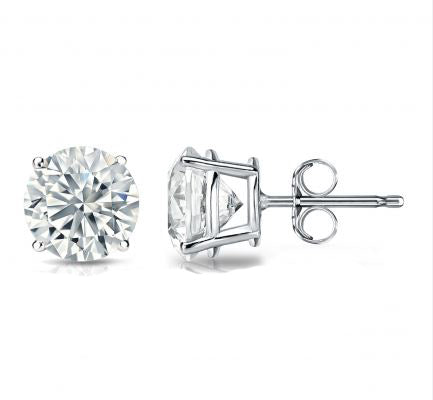 14k White Gold 4 Prong Stud Diamond Earrings 0.68 cttw