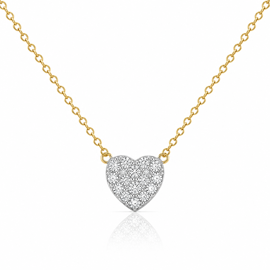 14k Two Tone Heart Diamond Pendant