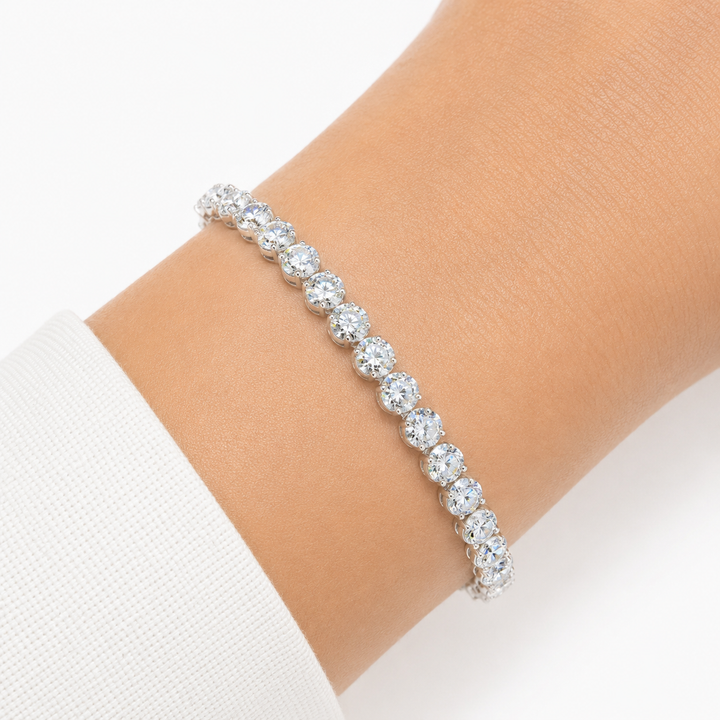 14k White Gold 5.20cttw Natural Diamond Tennis Bracelet