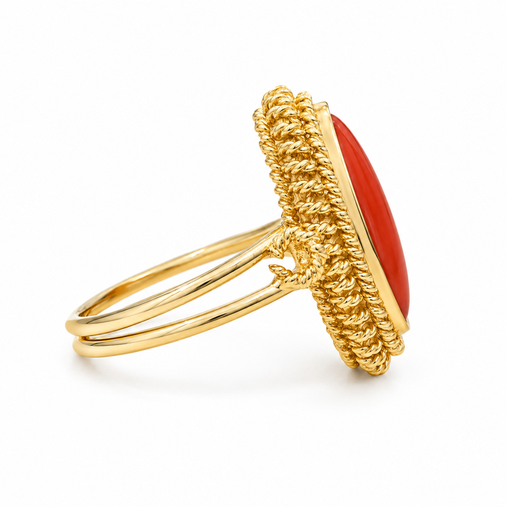 18k Yellow Coral Estate Ring