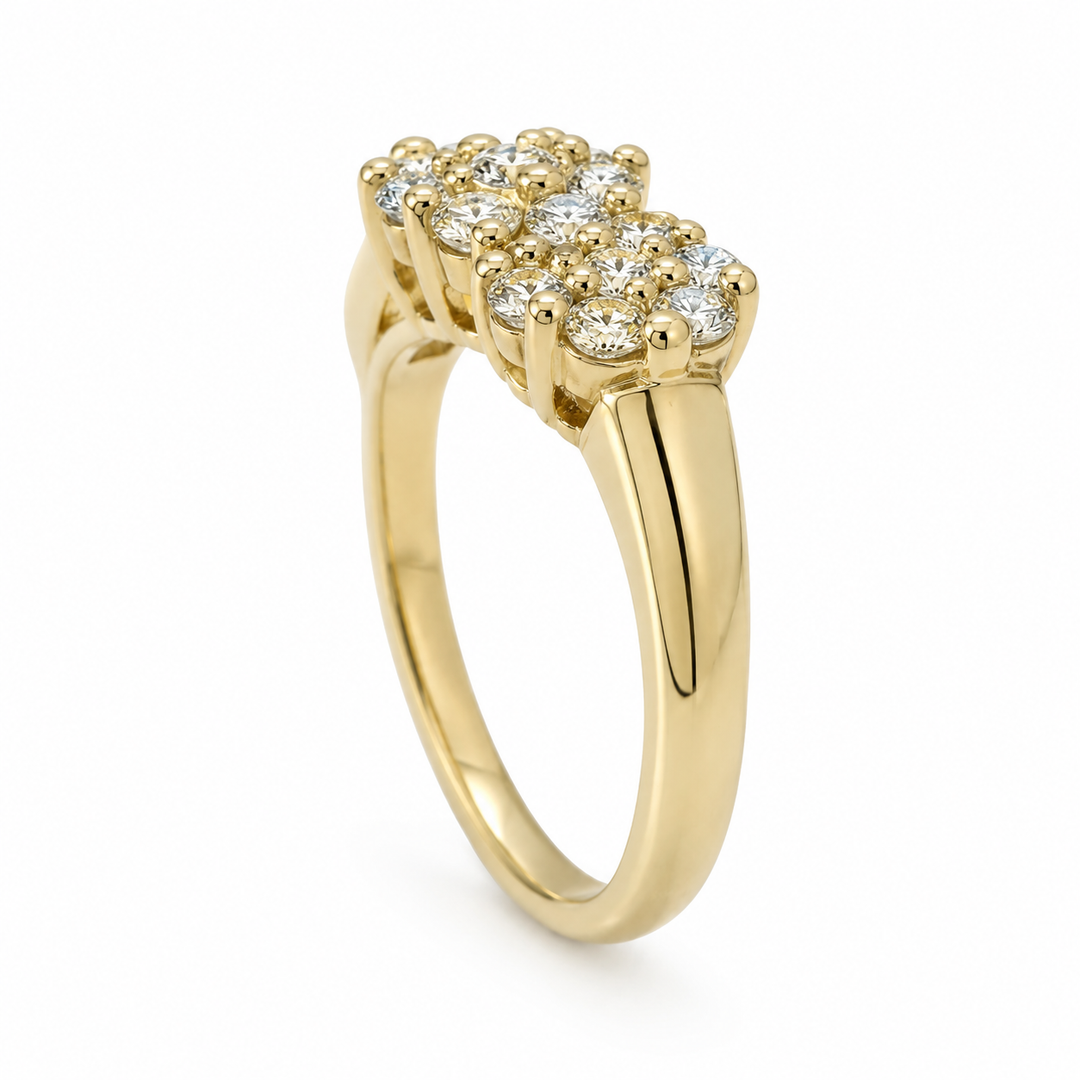14k Yellow Cluster Diamond Estate Ring