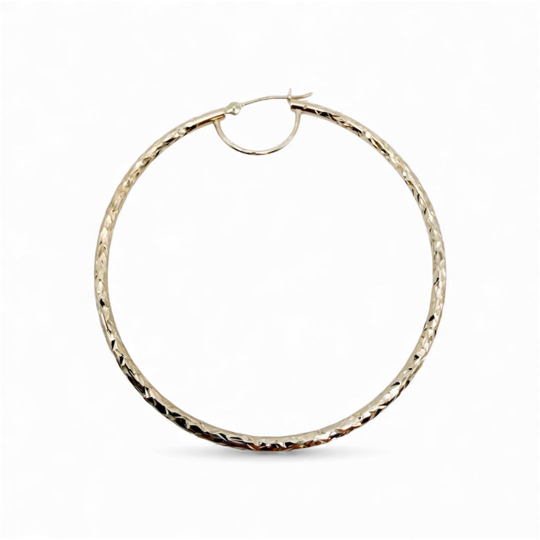14k Yellow Gold Large Hoop Estate Earrings