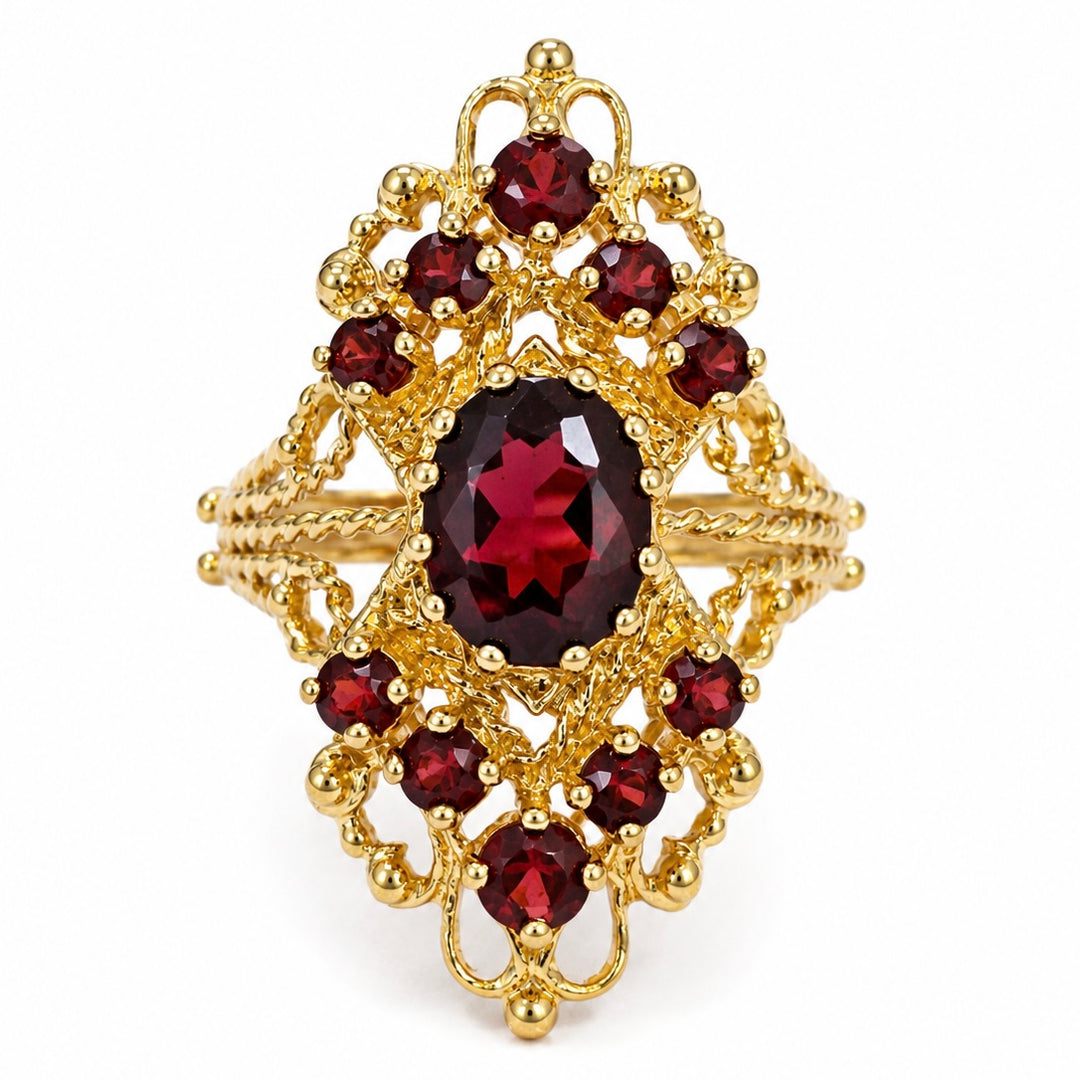 14k Yellow Garnet Estate Ring