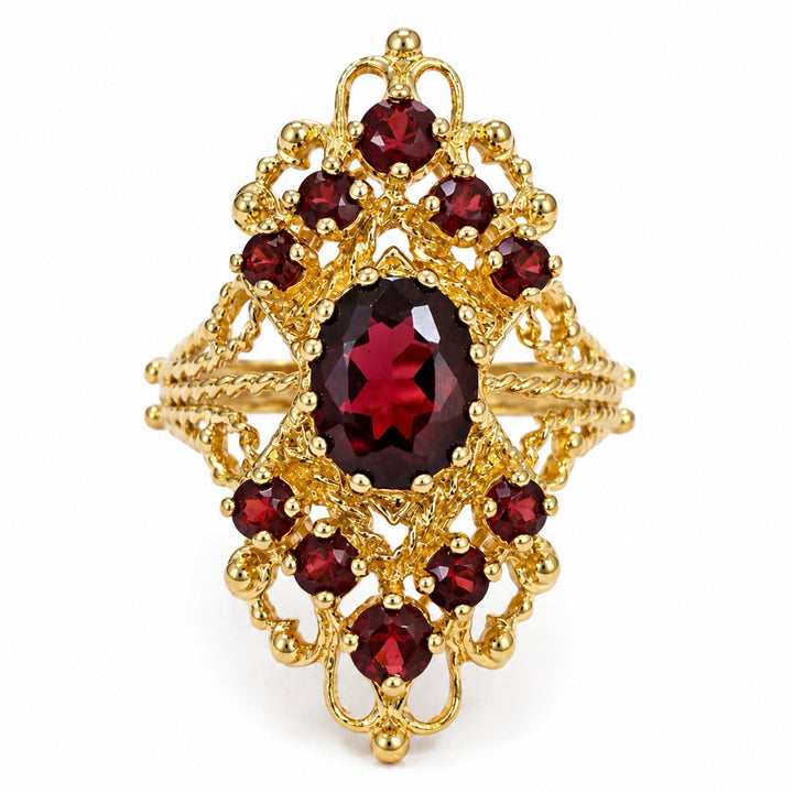 14k Yellow Garnet Estate Ring