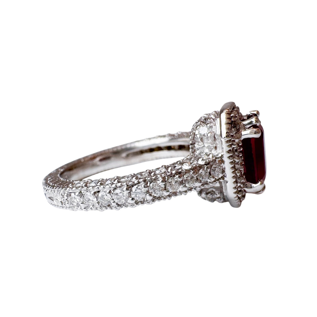 14k White Gold Lab Grown Ruby Estate Ring