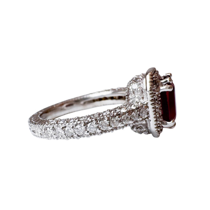 14k White Gold Lab Grown Ruby Estate Ring