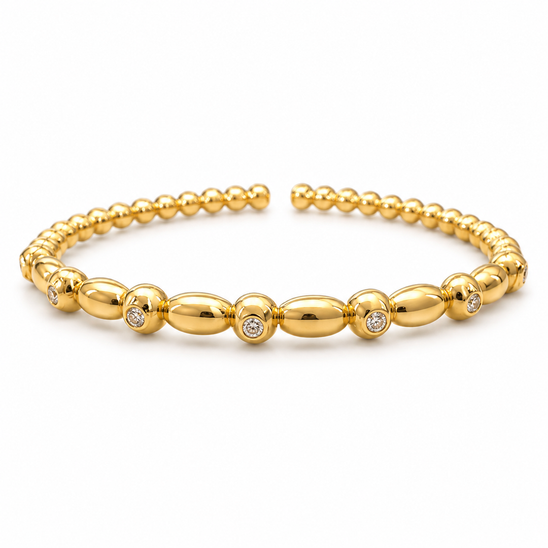 14k Yellow Diamond Estate Bangle