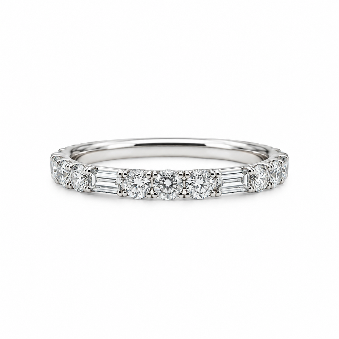 14k White Gold Prong Set 0.80ctwDiamond Wedding Band