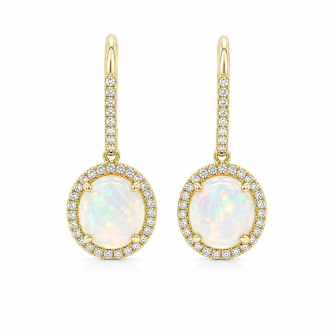 14k Lever Back Opals Earrings