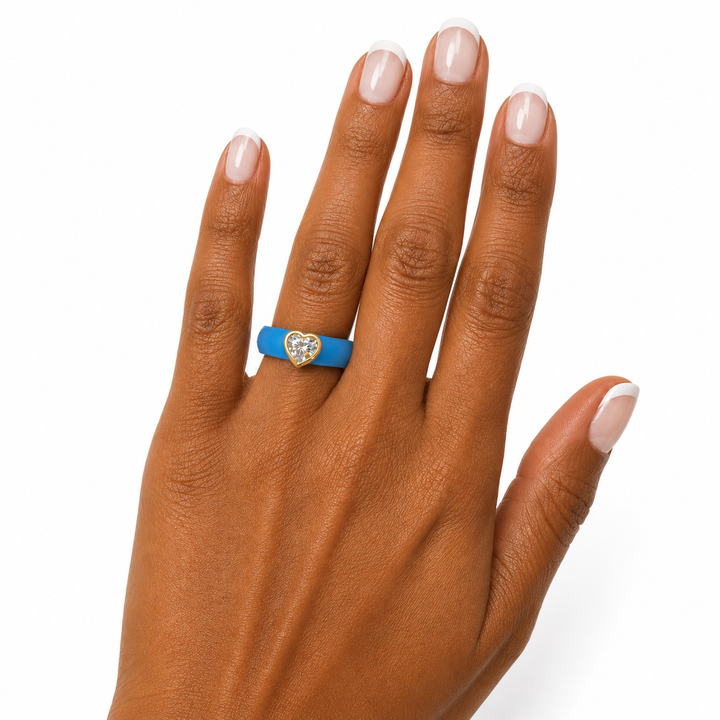 14k Yellow Heart Lab Diamond Silicone Ring