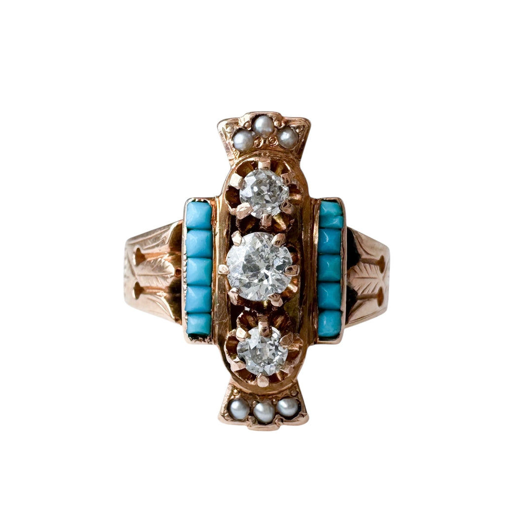 14k Rose Gold Antique Turquoise Ring