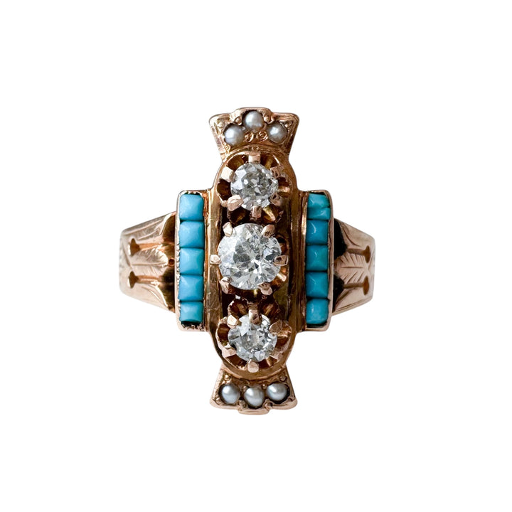 14k Rose Gold Antique Turquoise Ring