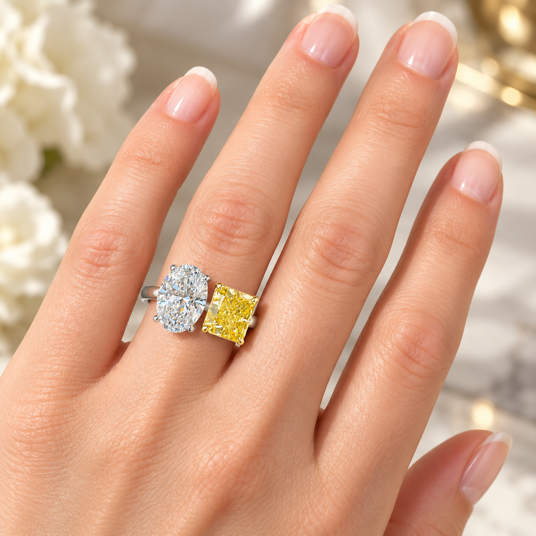 14k White 2 Stone Lab Grown Diamond Ring