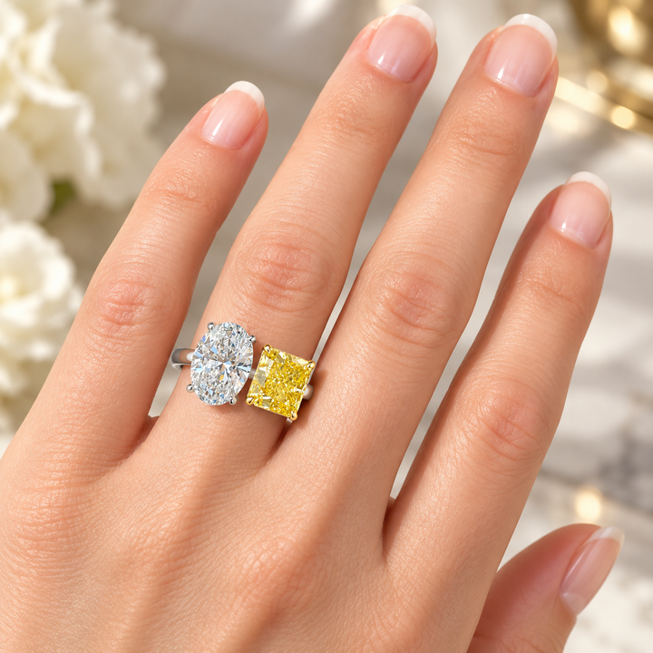 14k White 2 Stone Lab Grown Diamond Ring