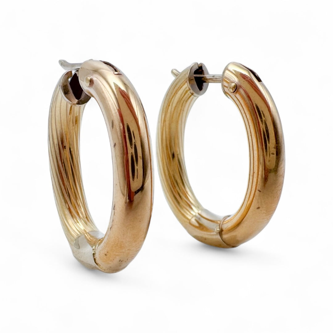 18k Yellow Gold Medium Hoop Estate Earrings