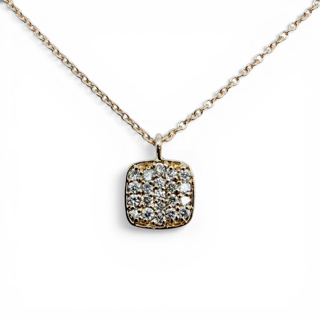14k Yellow Gold Cluster Diamond Pendant