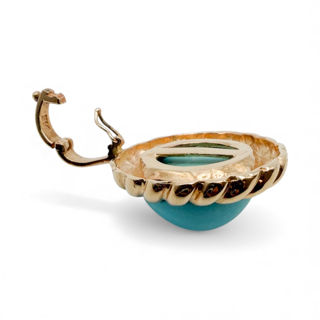 14k Yellow Gold Estate Turquoise Pendant