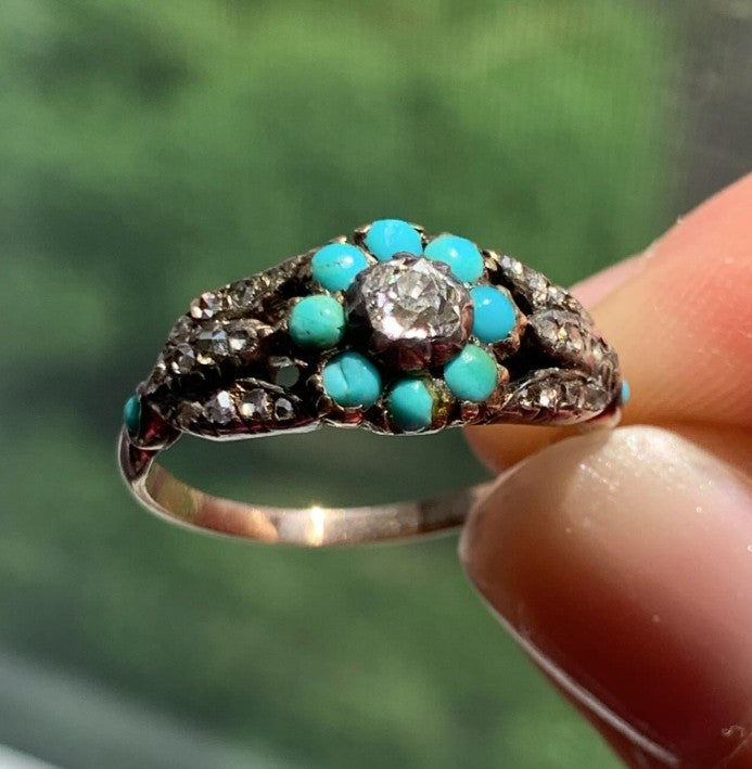 10k Rose Gold Antique Diamond Estate Ring