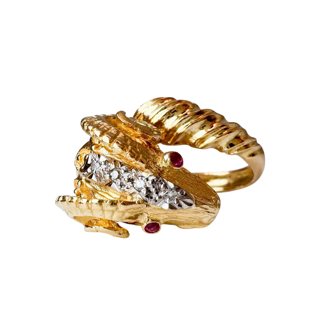 18k Yellow Gold Ram Diamond Estate Ring