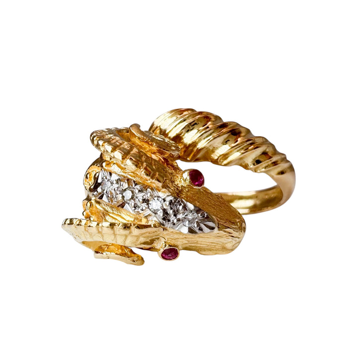 18k Yellow Gold Ram Diamond Estate Ring